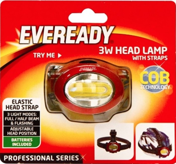 Eveready 3W Head Lamp with Straps keeping it firmly on your head