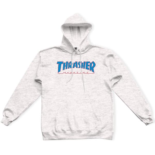 Thrasher Magazine OUTLINED MAG LOGO PULLOVER Skateboard Hoodie ASH