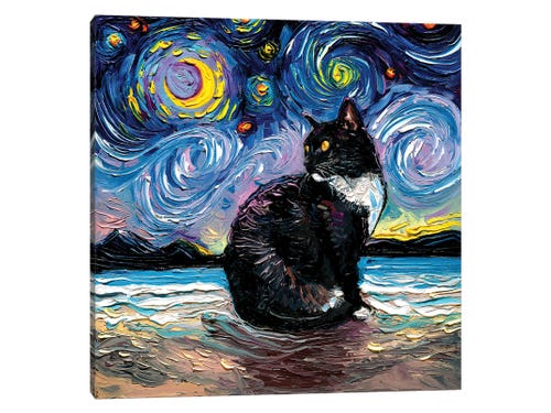 Tuxedo Cat Night II Canvas Wall Art by Aja Trier | iCanvas