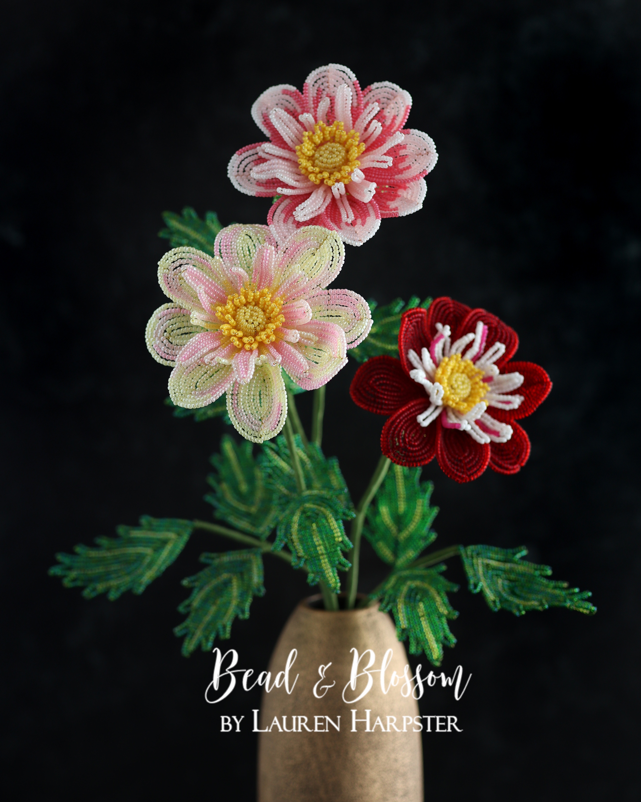 Bead & Blossom - French Beaded Collarette Dahlia – PDF Pattern