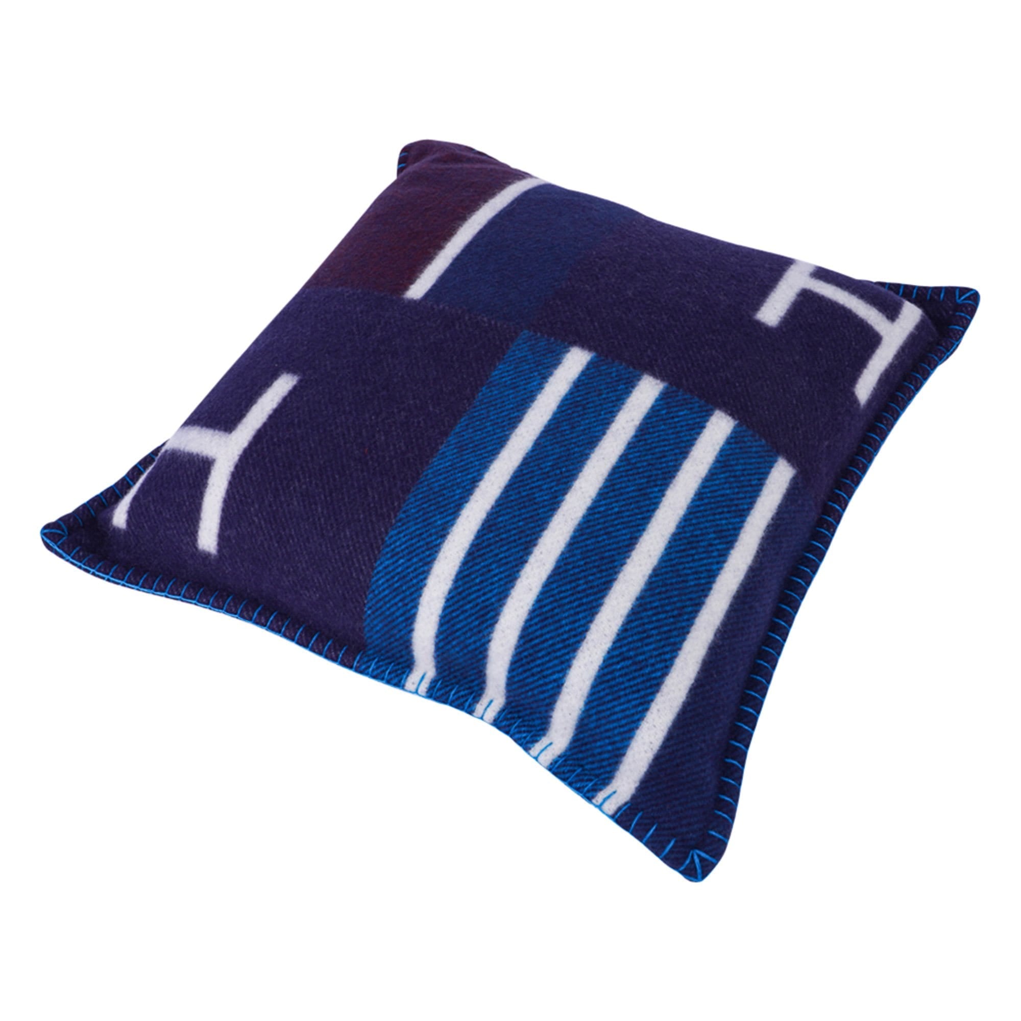 Hermes Cushion Avalon Vibration Blue Marine Small Model Throw
