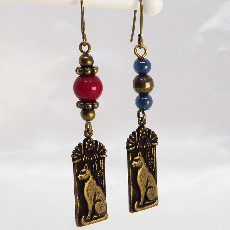 プレート タグ アシンメトリーピアス 猫の神様バステト エジプト神