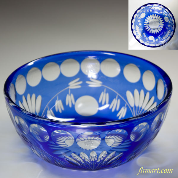 ガラス切子ボウル青R1929 : 昭和レトロポップ食器生活雑貨通販＠フリマート
