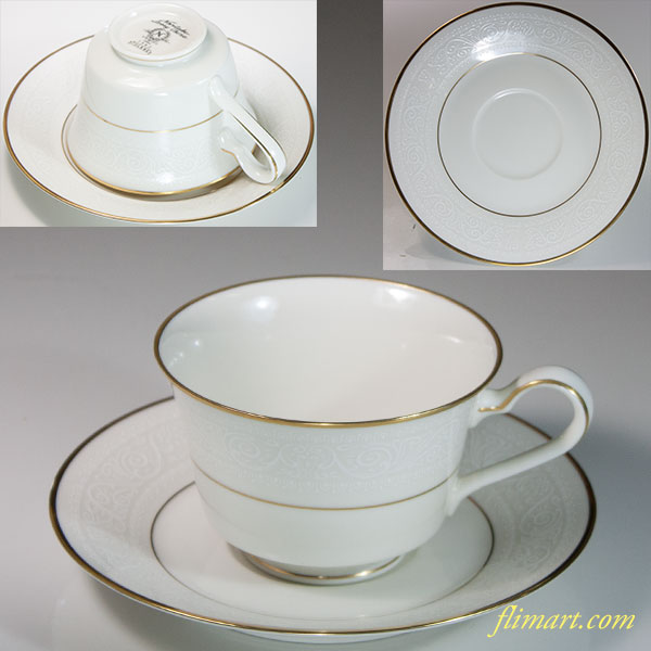 ノリタケアイボリーチャイナTULANEカップ＆ソーサー : レトロ