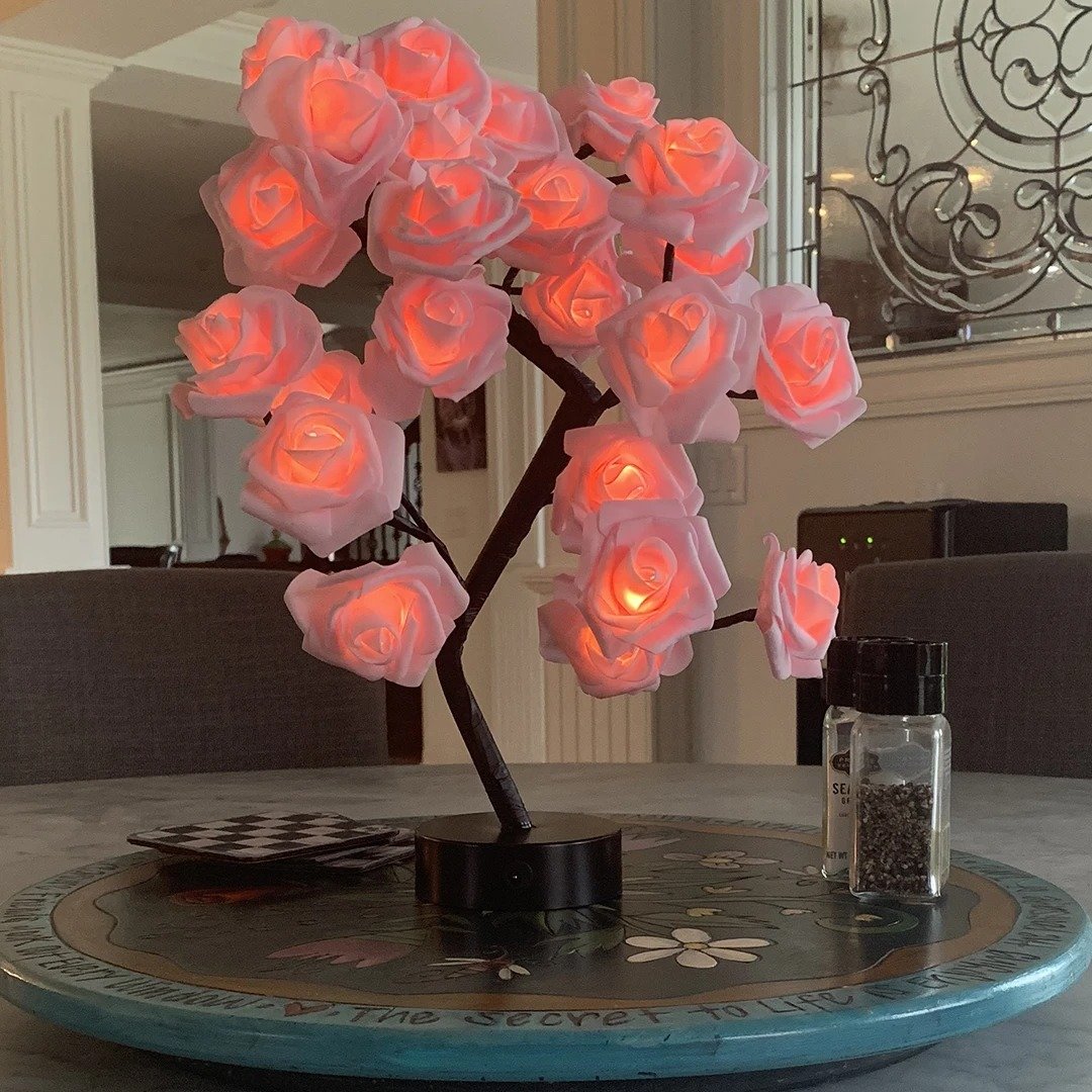 LEDローズライトLEDテーブルライト24 暖かい白 LED USBおよびバッテリ