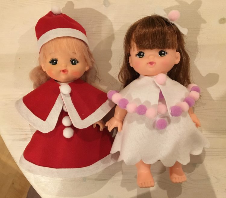 縫わない！型紙なし！メルちゃんのお洋服の作り方♪簡単手作り【サンタ