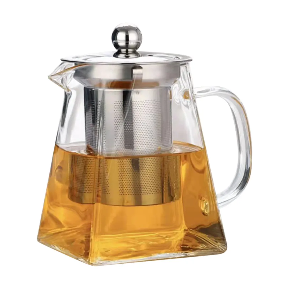 EDISH】304加厚玻璃四方鷹嘴泡茶壺550ml 含不鏽鋼濾網耐熱可直火- momo