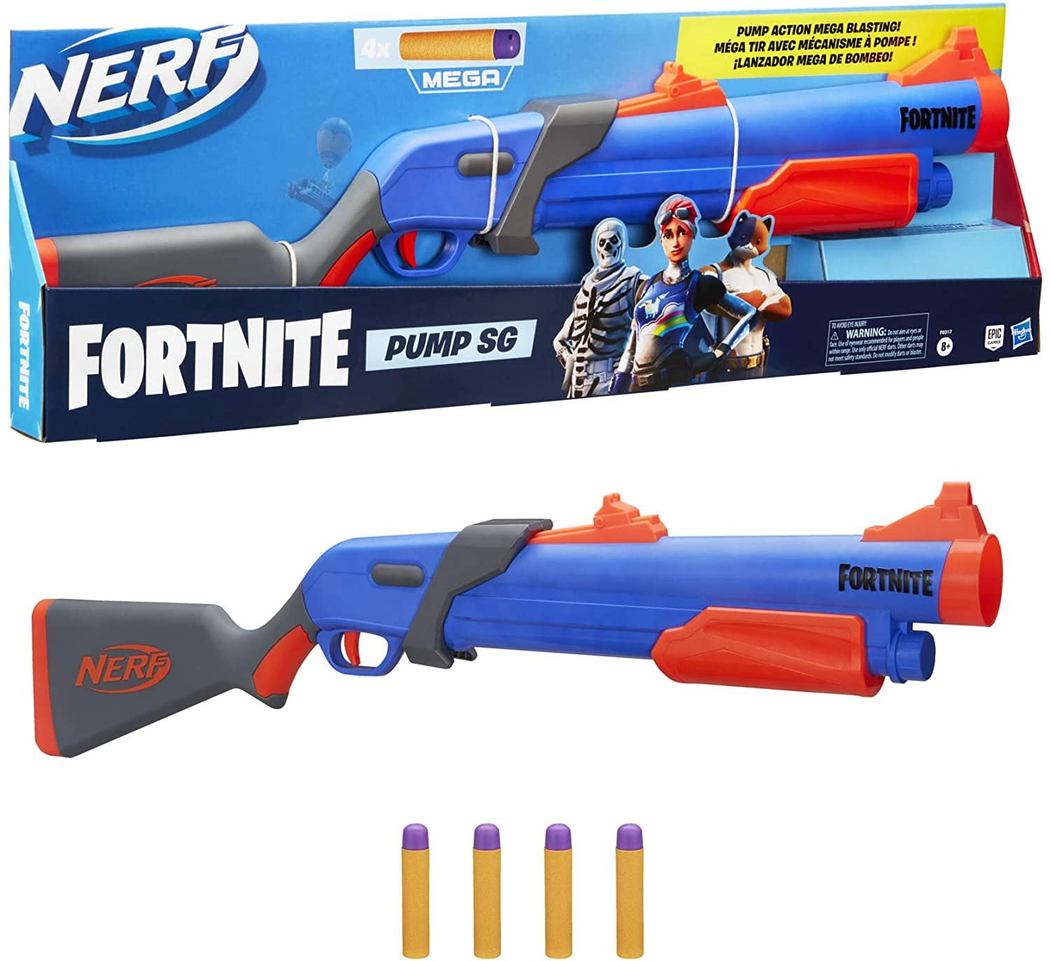 Nerf Fortnite Pump SG Dart Gun Blaster with 4 Mega Darts Kids