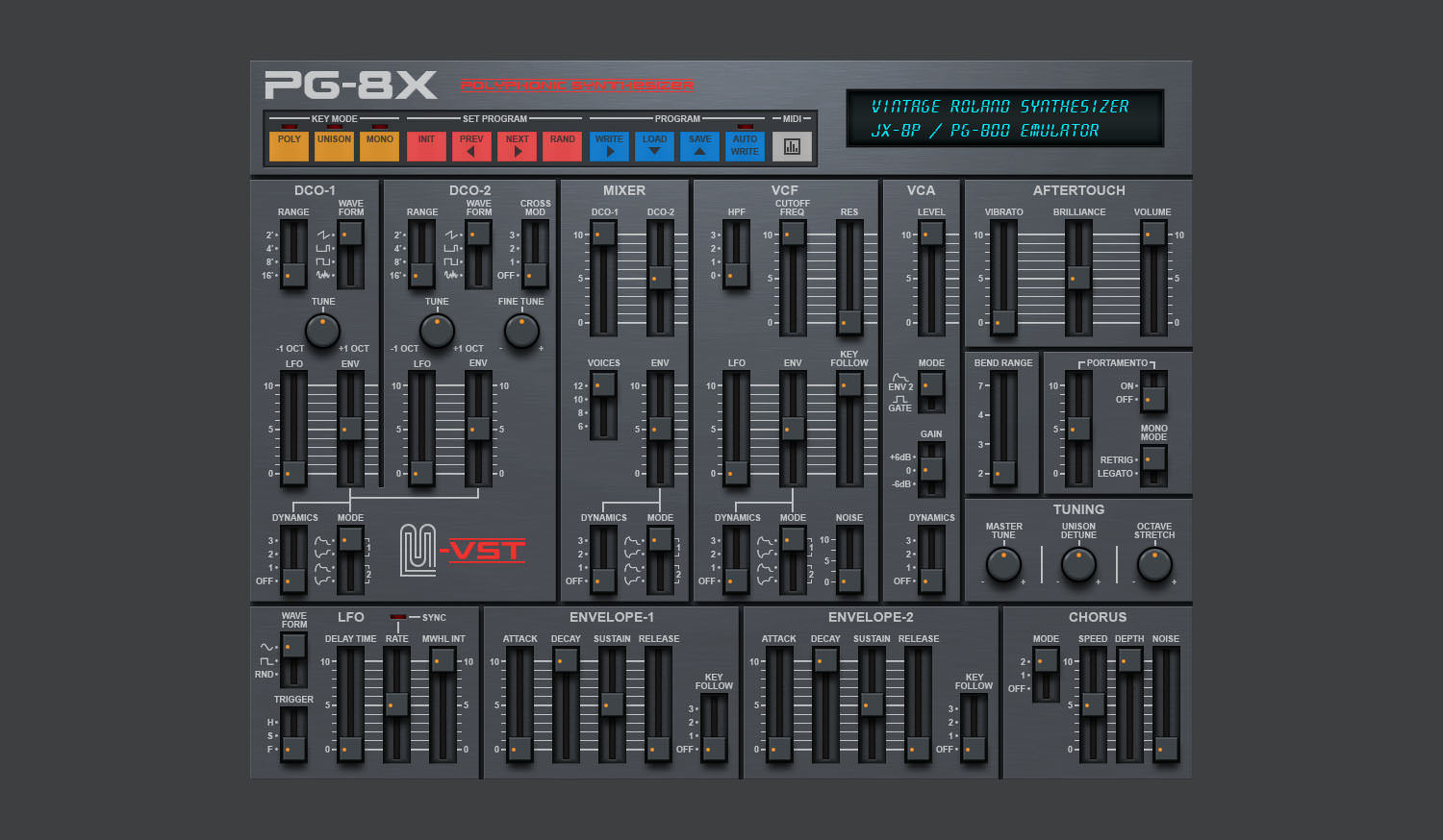 ローランド JX-8Pを再現した無償のソフト・シンセ、「PG-8X」（ベータ