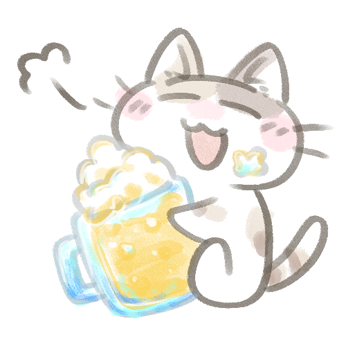 ビールと猫｜かわいいフリーアイコン・イラストの無料素材サイト