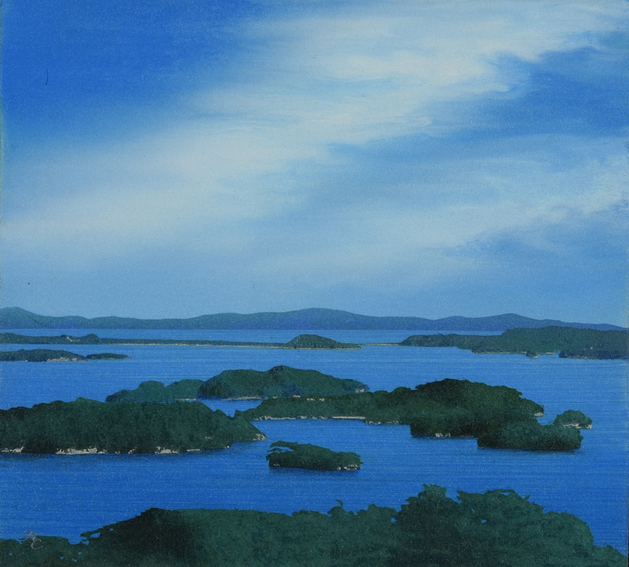 鎮西直秀 「神々の空 エギナ・アファイア神殿」 油彩画 8号 鎮西直秀