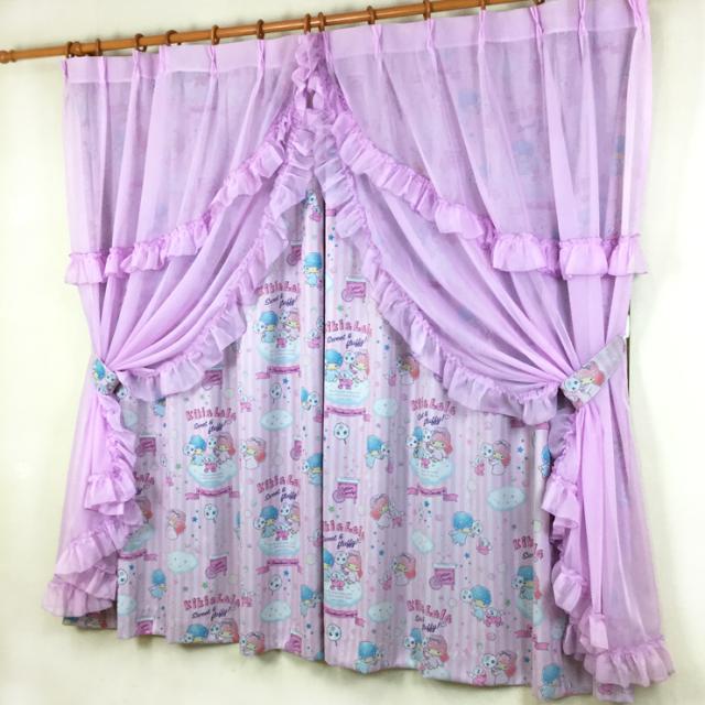 サンリオ キキララ(コットンキャンディ) 3級 遮光カーテン と ボイル
