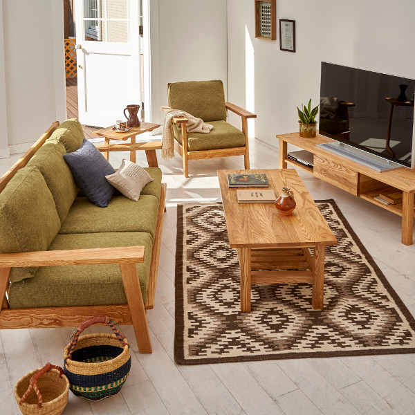 ソファ 3人掛け 幅182cm 北欧風 天然木フレーム MOND （ 開梱設置 タモ