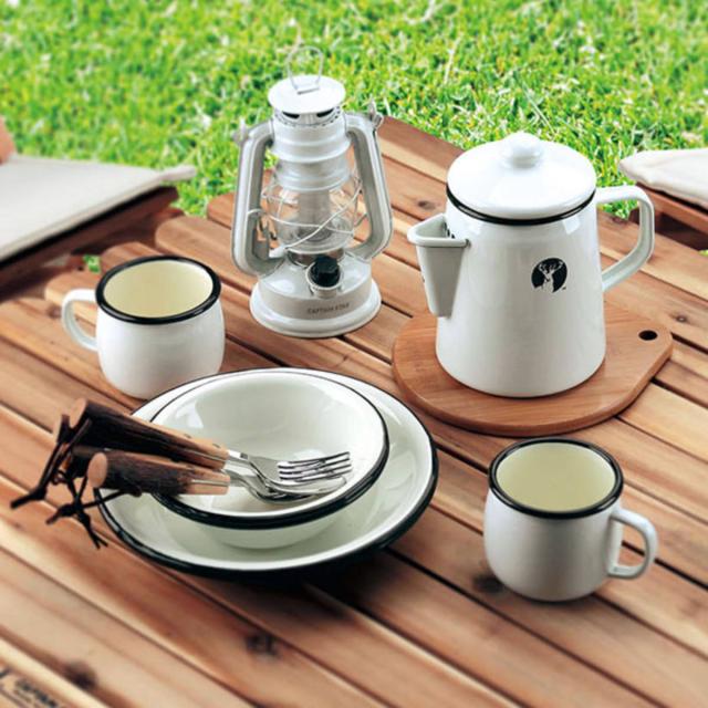 アウトドア食器 ホーロー プレート 皿 22cm キャプテンスタッグ