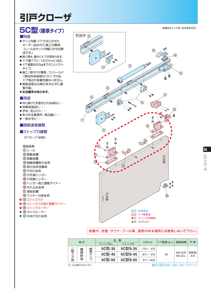 5C型用 吊車セット（ハンガー戸車）｜引戸クローザー用部品｜ニュース