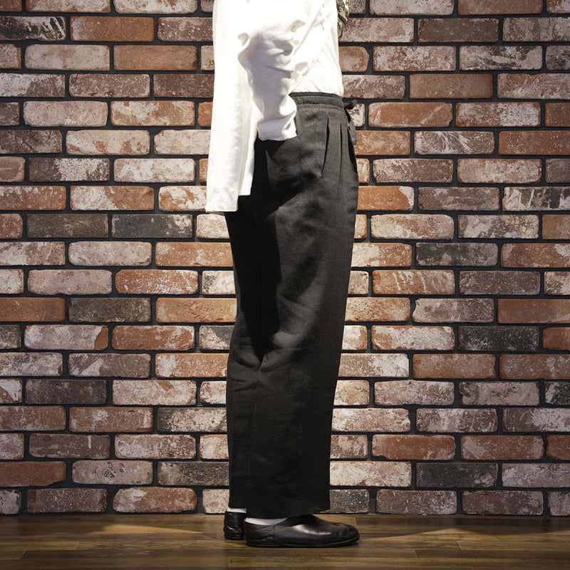 IGT BLACK LINEN EASY TROUSERS – 五十嵐トラウザーズ 公式サイト