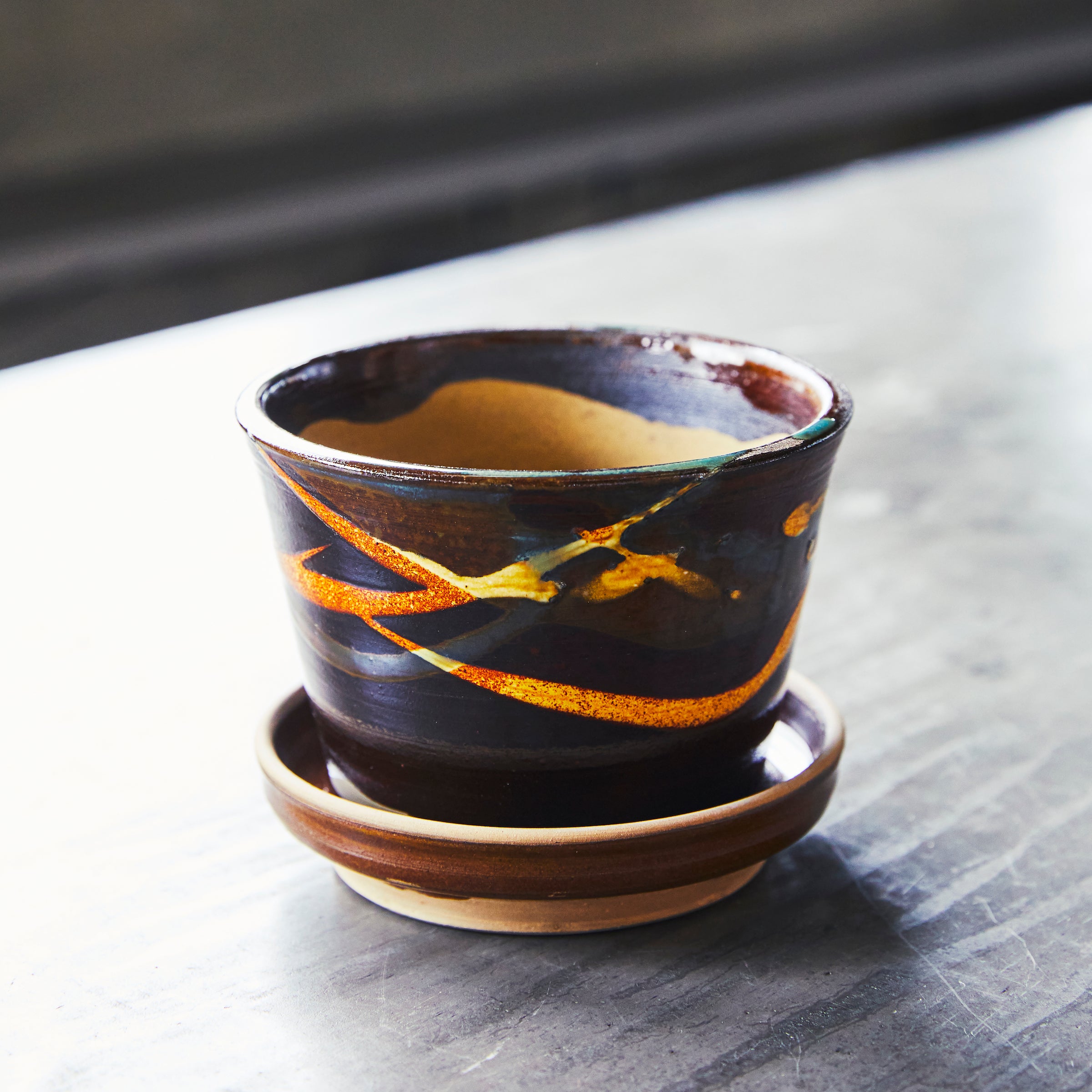 小鹿田焼 坂本拓磨 植木鉢4号（皿付き） – IEGNIM