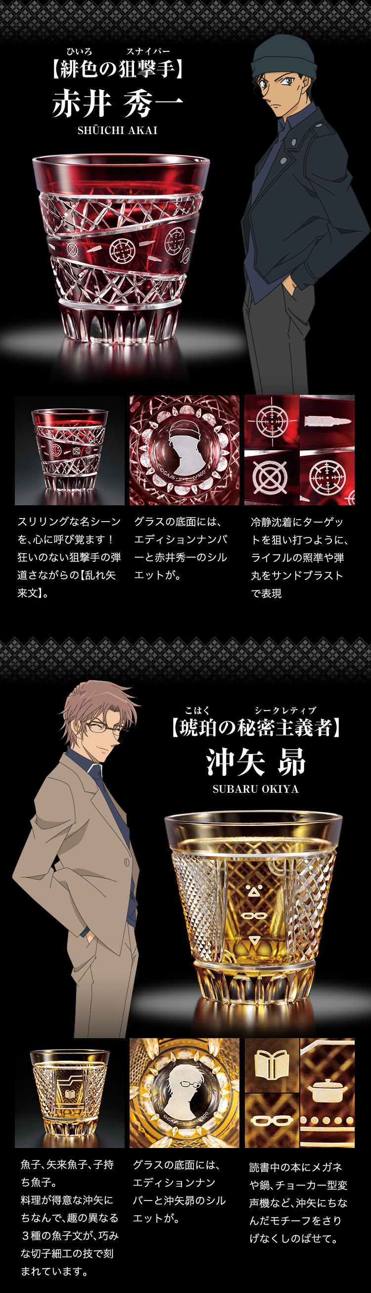 名探偵コナン 江戸切子グラス【赤井秀一モデル／沖矢昴モデル