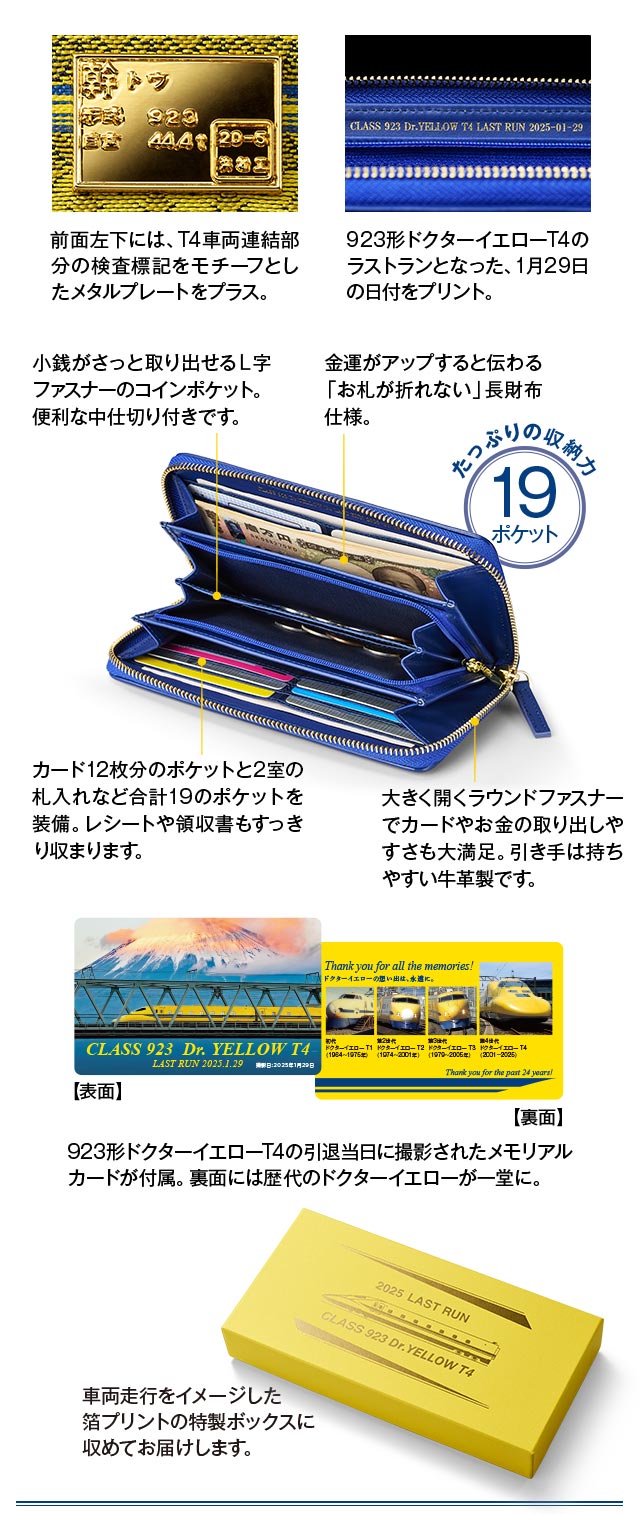 923形ドクターイエローT4引退記念 西陣織財布／プレミアムキャラクター