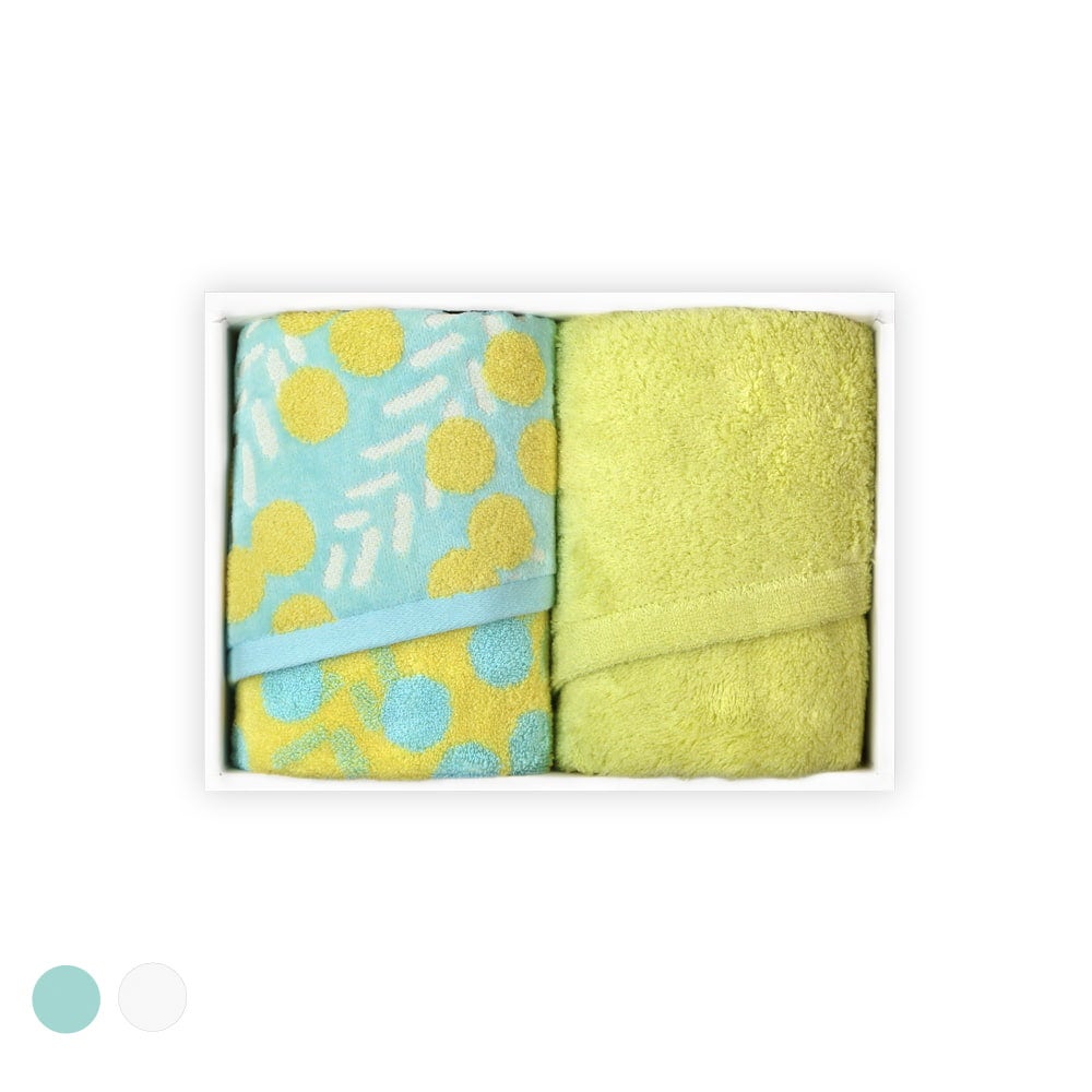 mimosa-ミモザ』『IORINO／ふわふわ』(ライム）フェイスタオル2枚組
