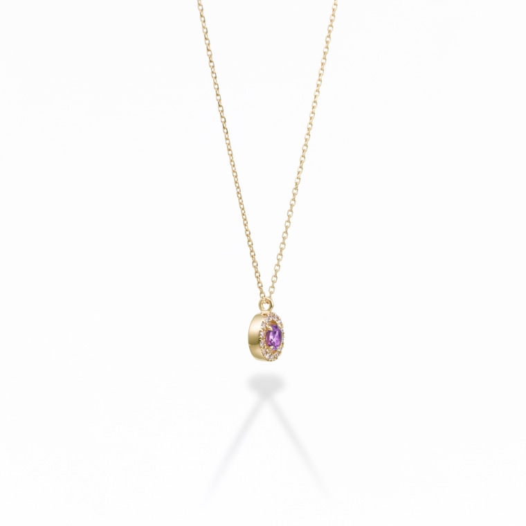 Color Pendant]K18アメジスト/ダイヤモンド/ペンダント(ゴールド