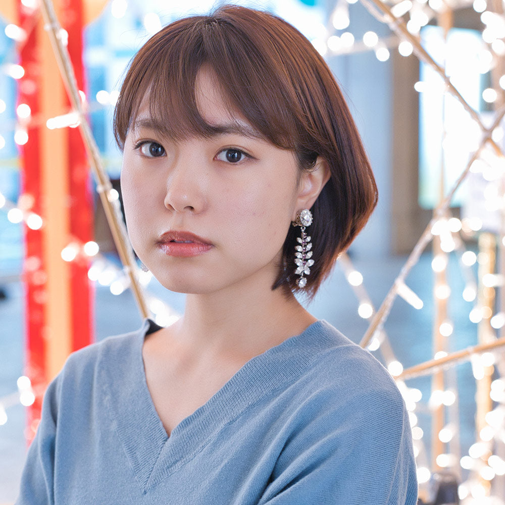 乃木坂46着用】イヤリング ラインストーン パープル クリアカラー