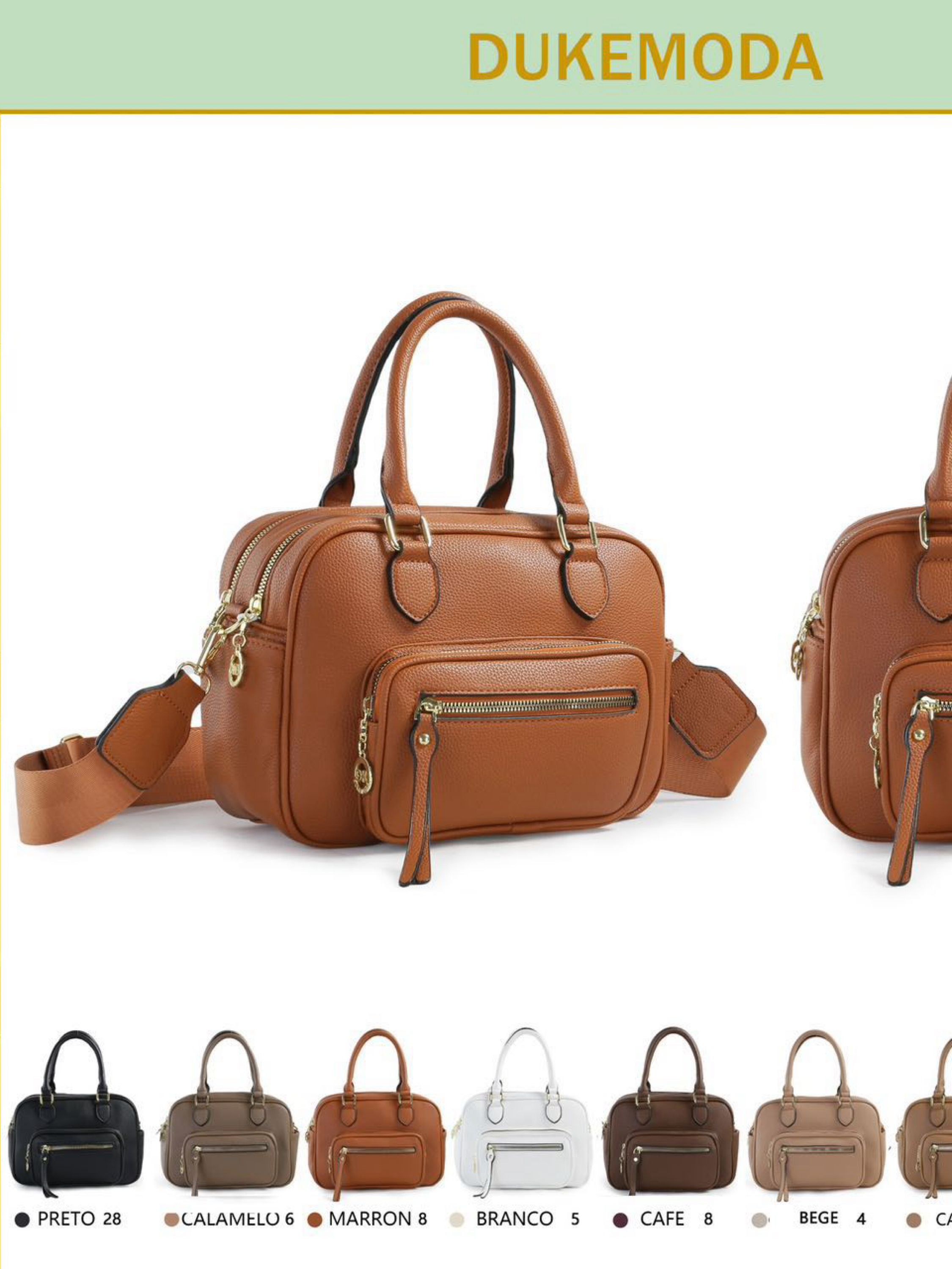 Bolsa média com dois zíper de cima e com alça larga - Mn Mochilas