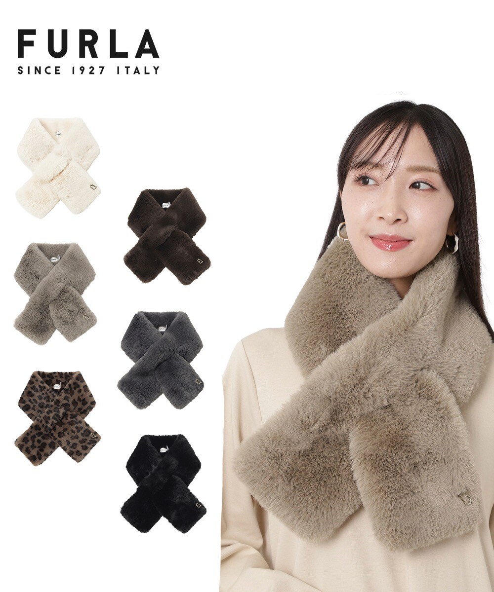 洗える】ボリュームフェイクファーマフラー 15×105cm アーチロゴ