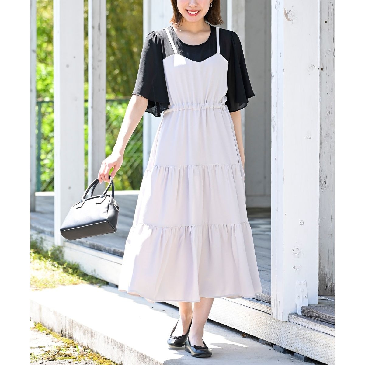 異素材切替ティアードドッキングワンピース | アール・ピー・エス