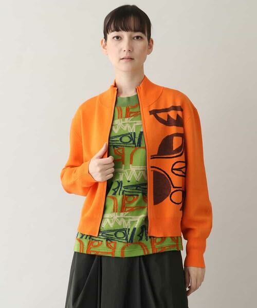 セール】 モチーフデザインジャカードニットブルゾン/洗える （その他