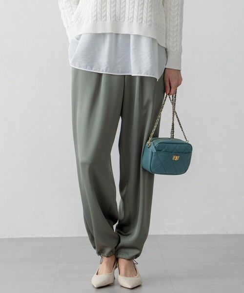 セール】 【洗える】ドレープサテン 2WAY ドロスト パンツ （その他