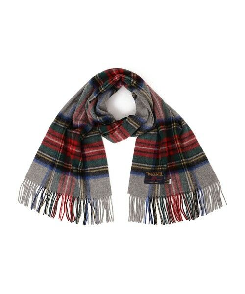 予約》TWEED MILL: チェック ウール ストール 24FW （マフラー