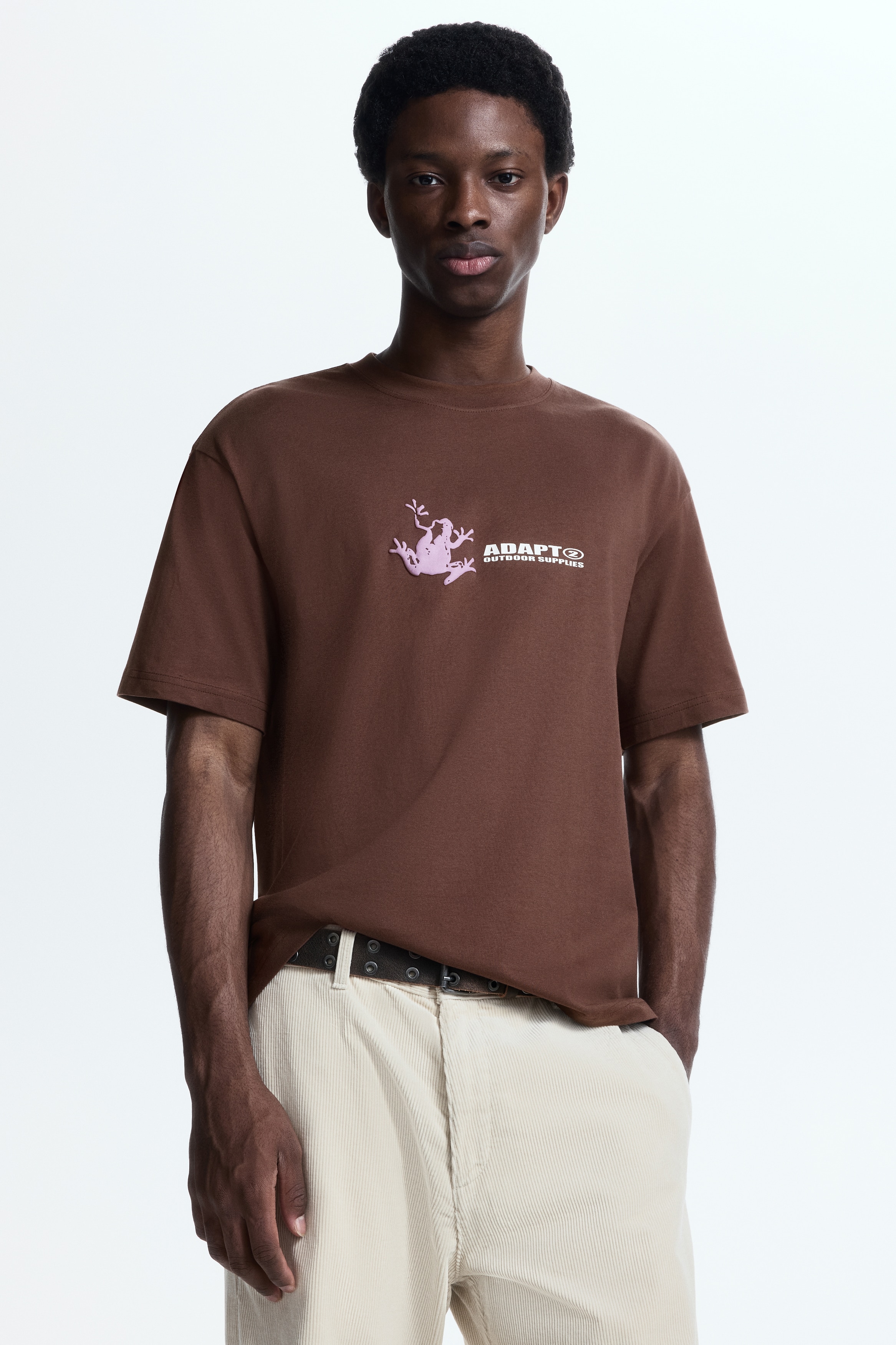 Loose Fit Printed T-shirt - Brown/Adapt - Men | H&M US