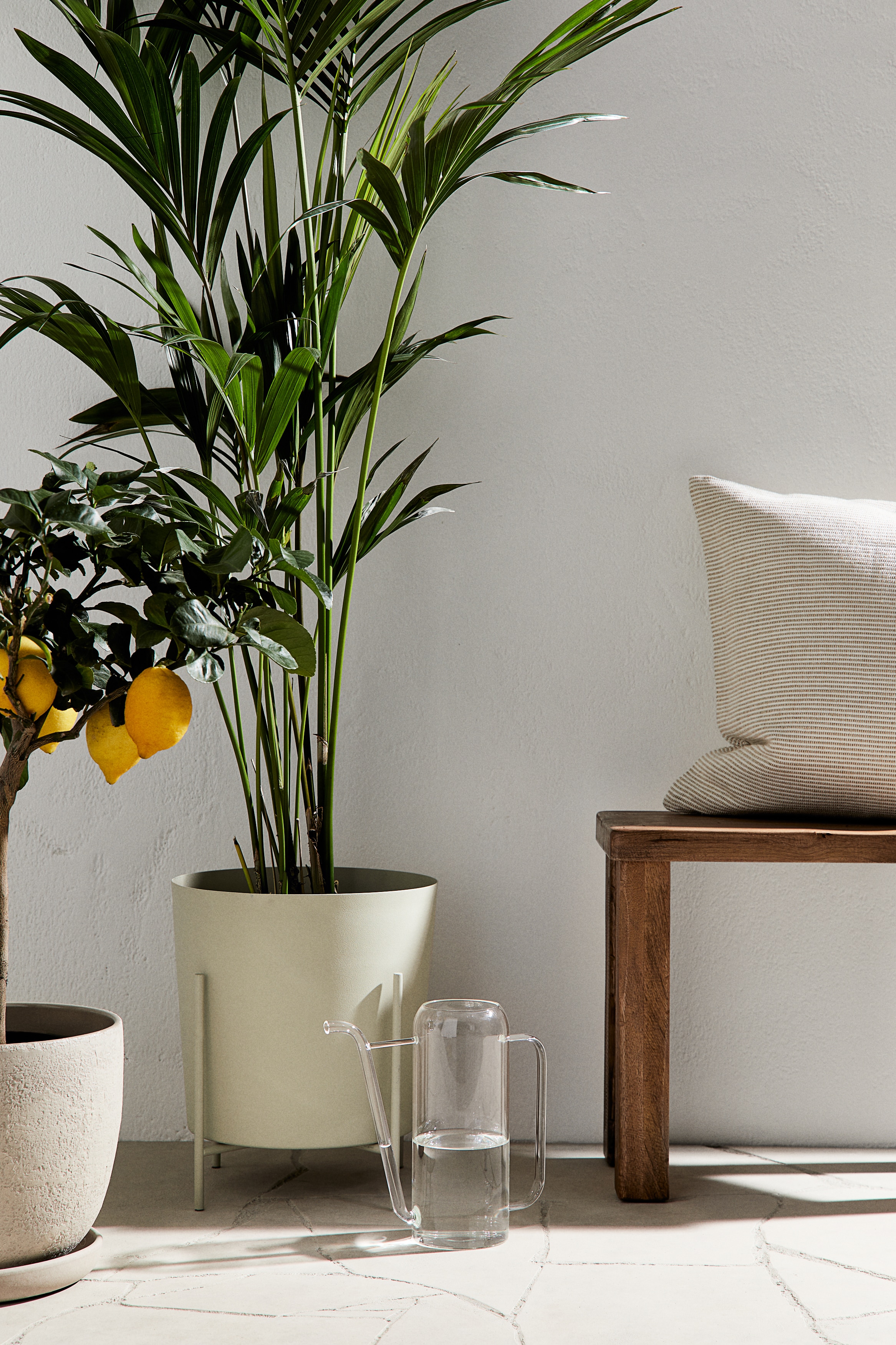 Extra-large Plant Pot with Stand - Light beige - Home All | H&M US