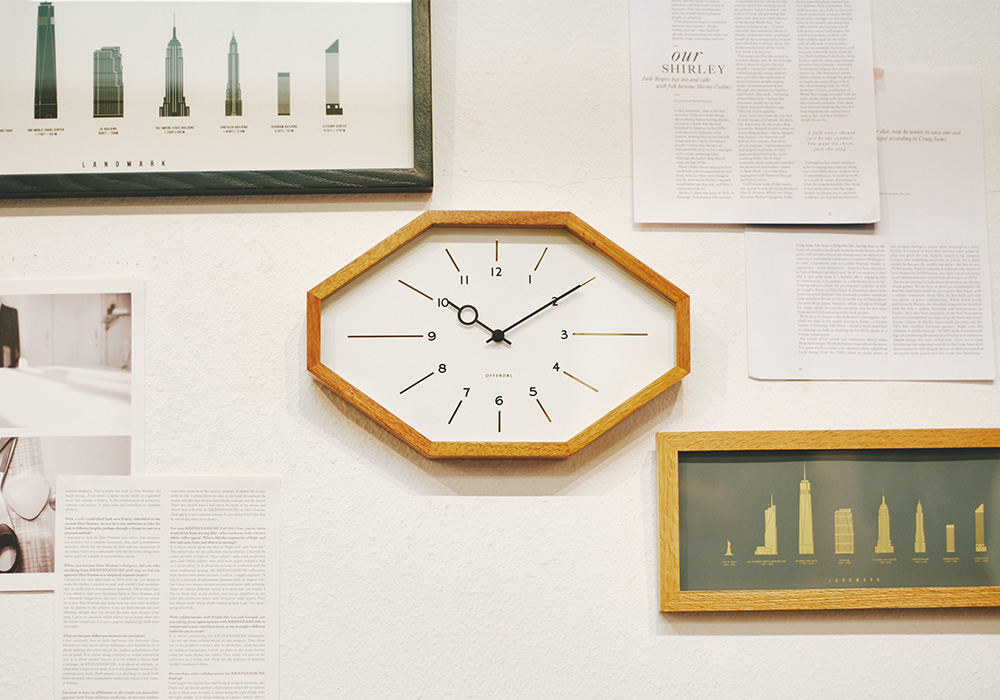 8角形のフォルムがレトロな趣を感じさせるウォールクロック Belmonte