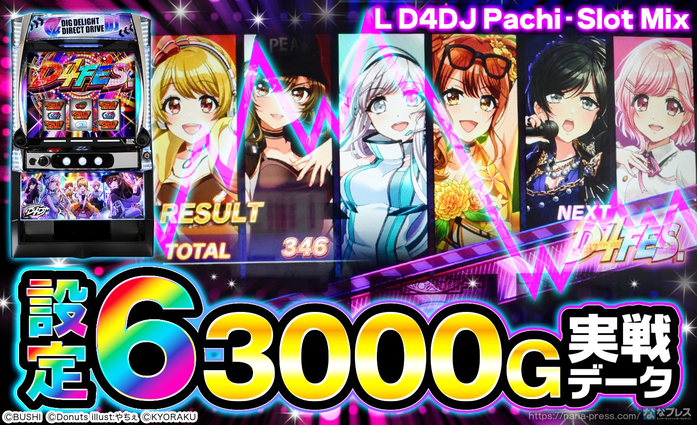 L D4DJ Pachi-Slot Mix】設定6の約3000G実戦データを公開！初当たり