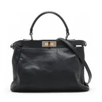 フェンディ ミニピーカブー リザード 2WAYハンドバッグ グレー