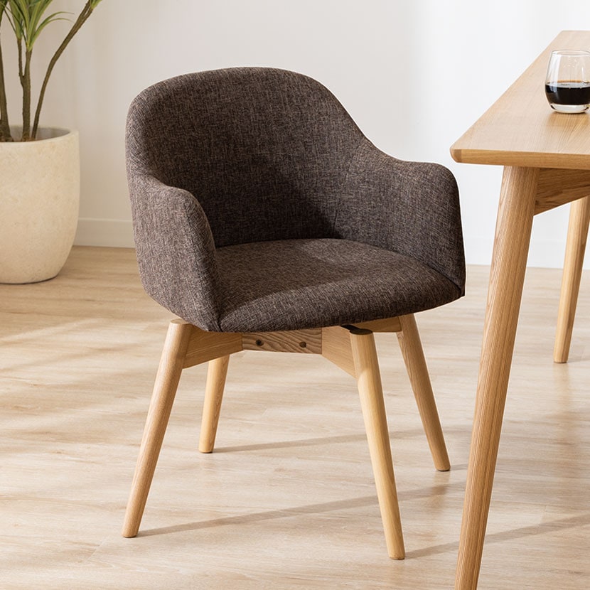 送料無料】 ダイニングチェア 回転チェア 肘付きチェア ナチュラル脚