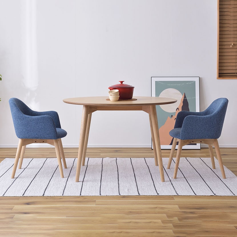 送料無料】 2人用 円形ダイニング 3点セット (丸テーブル+チェア2脚