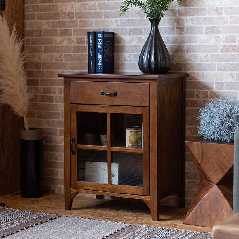 送料無料】 ミニキャビネット アンティーク風 キャビネット ガラス扉