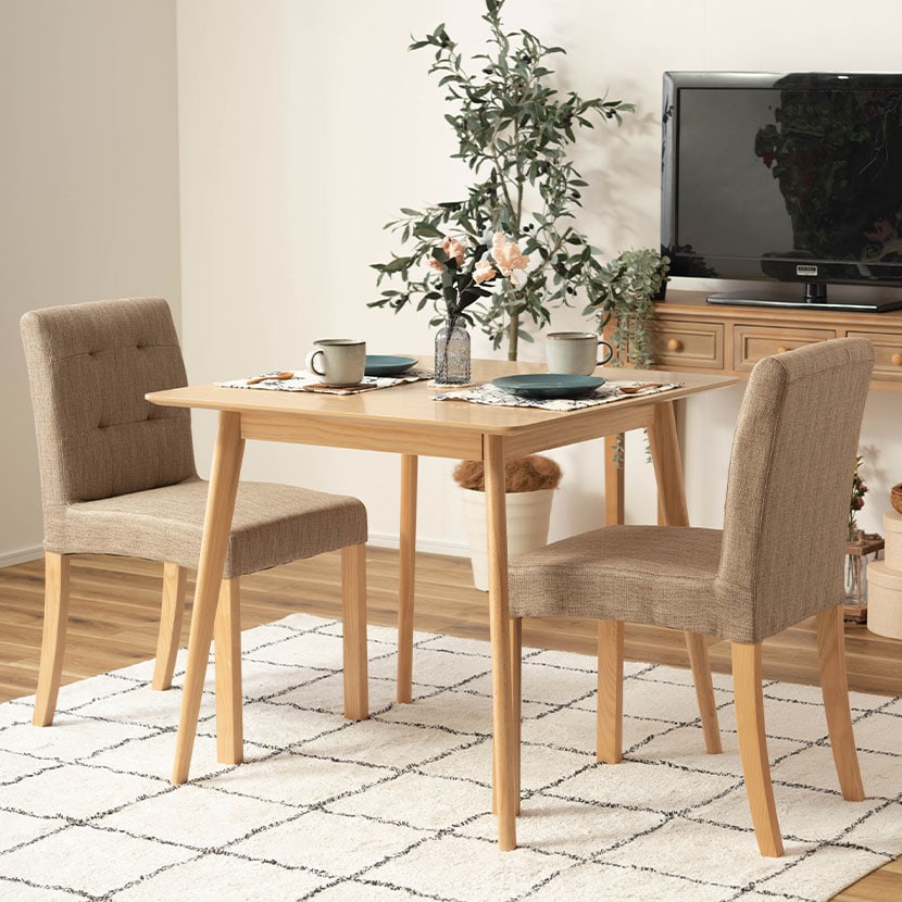 送料無料】 2人用 ダイニングセット 3点 (幅800mmテーブル+布張り