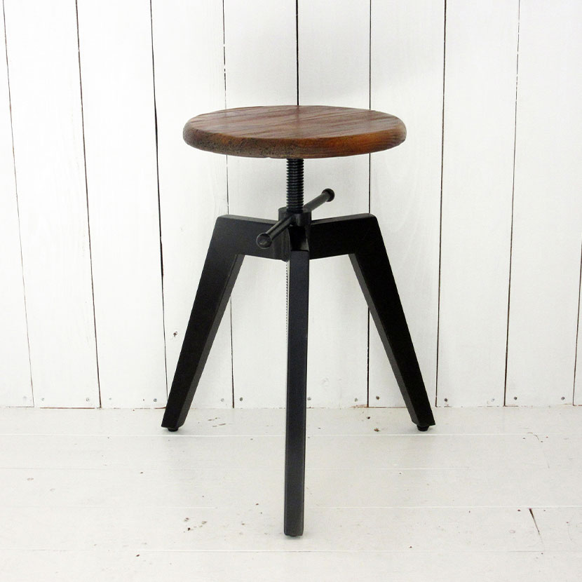 送料無料】 GART(ガルト) クランクスツール BK 昇降式 スチール脚