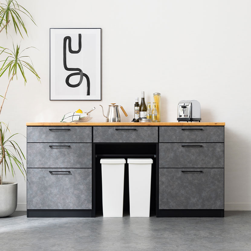 送料無料】 キッチンカウンター メラミン天板 引き出し キッチン収納