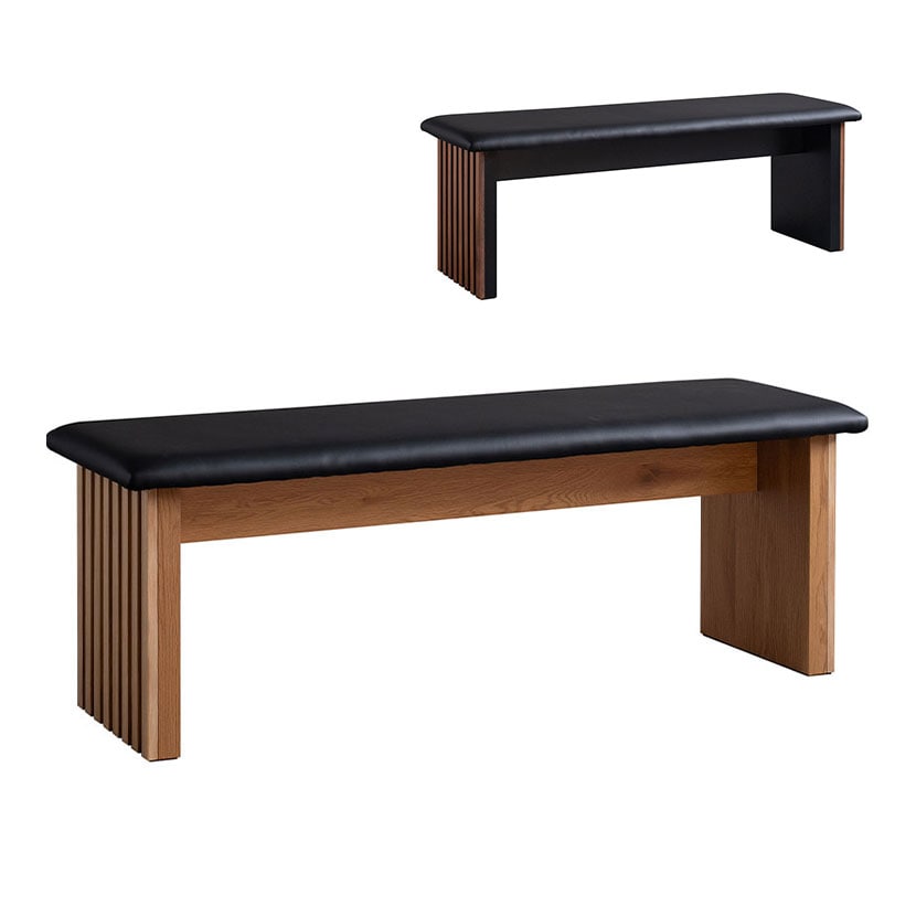 送料無料】 2人掛け ダイニングベンチ 木製 天然木 PVC 合皮 ベンチ