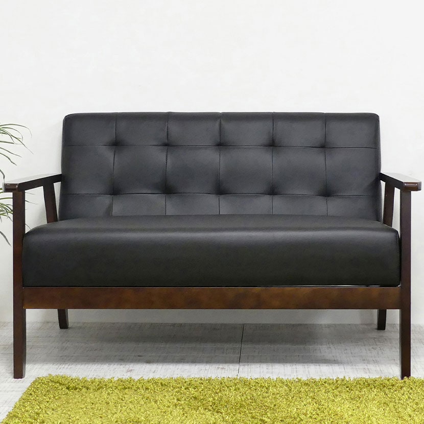 送料無料】 2人掛け ソファ 肘掛 オスロ 木製 硬め 椅子 ファブリック