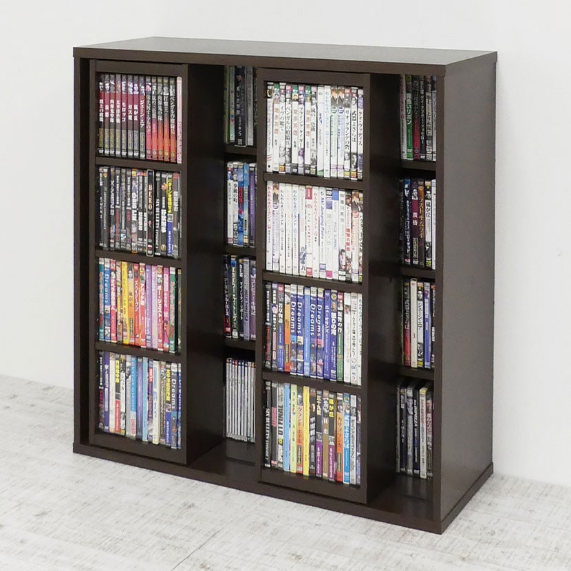 送料無料】 深型スライドシェルフ 本棚 書棚 スライド式 4段 可動棚