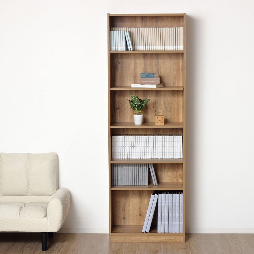 送料無料】 らくらく組立 本棚 書棚 6段 可動棚 木製 シェルフ