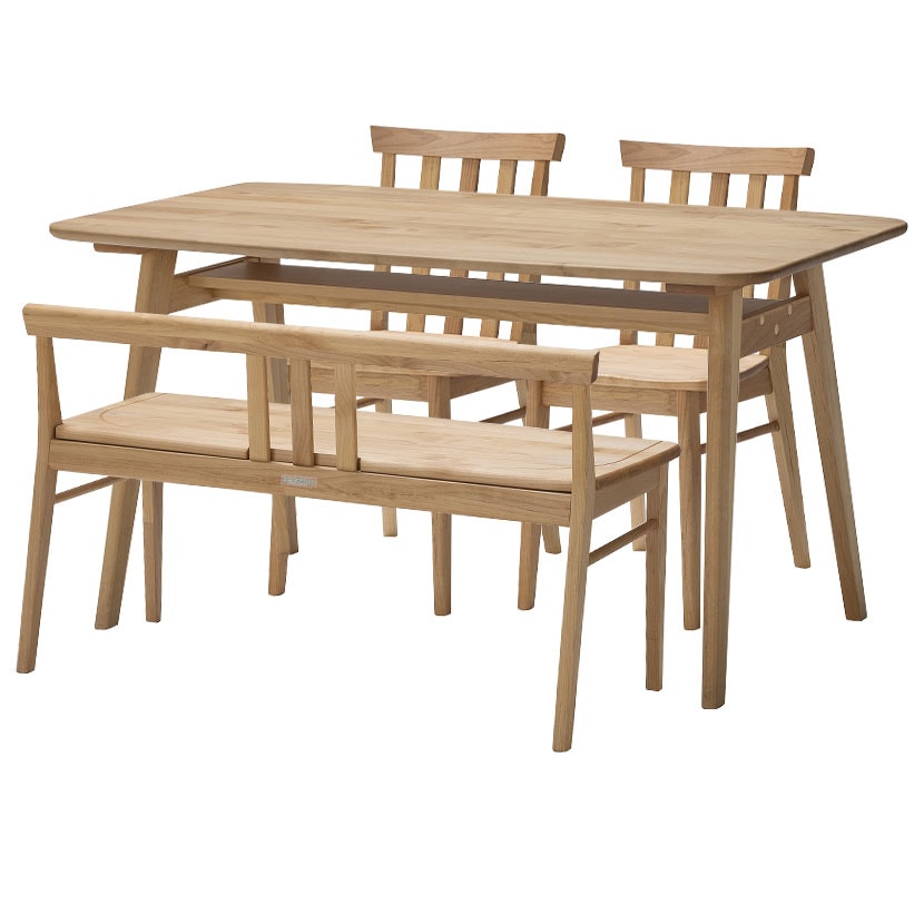 送料無料】 堀田木工所 4人用 ダイニングセット 4点 (幅1400mmテーブル