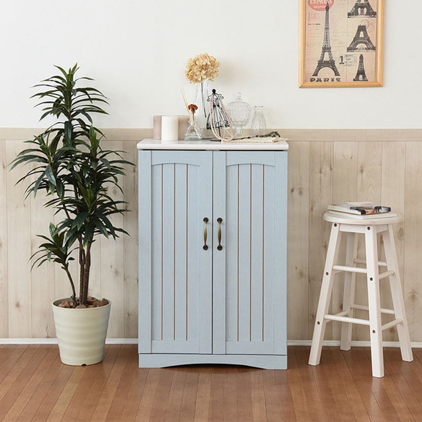 送料無料】 フレンチカントリー 扉付き キャビネット リビング