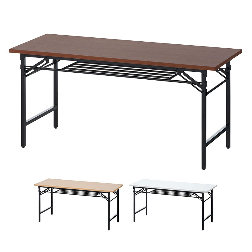 送料無料】 会議用テーブル 折りたたみテーブル 棚付き 幅1500×奥行600